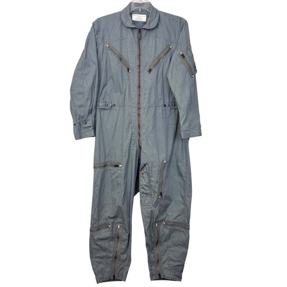 Vintage Coveralls USAF K2B Flight Suit Mens Large Short Green Very Light 1966.